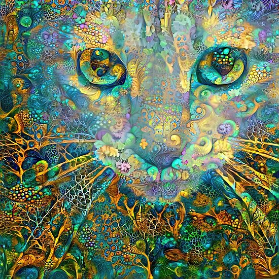 Deepdream floral cat abstraction