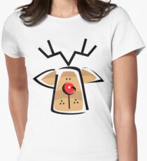 Christmas Reindeer T-Shirt Women's Fitted T-Shirt