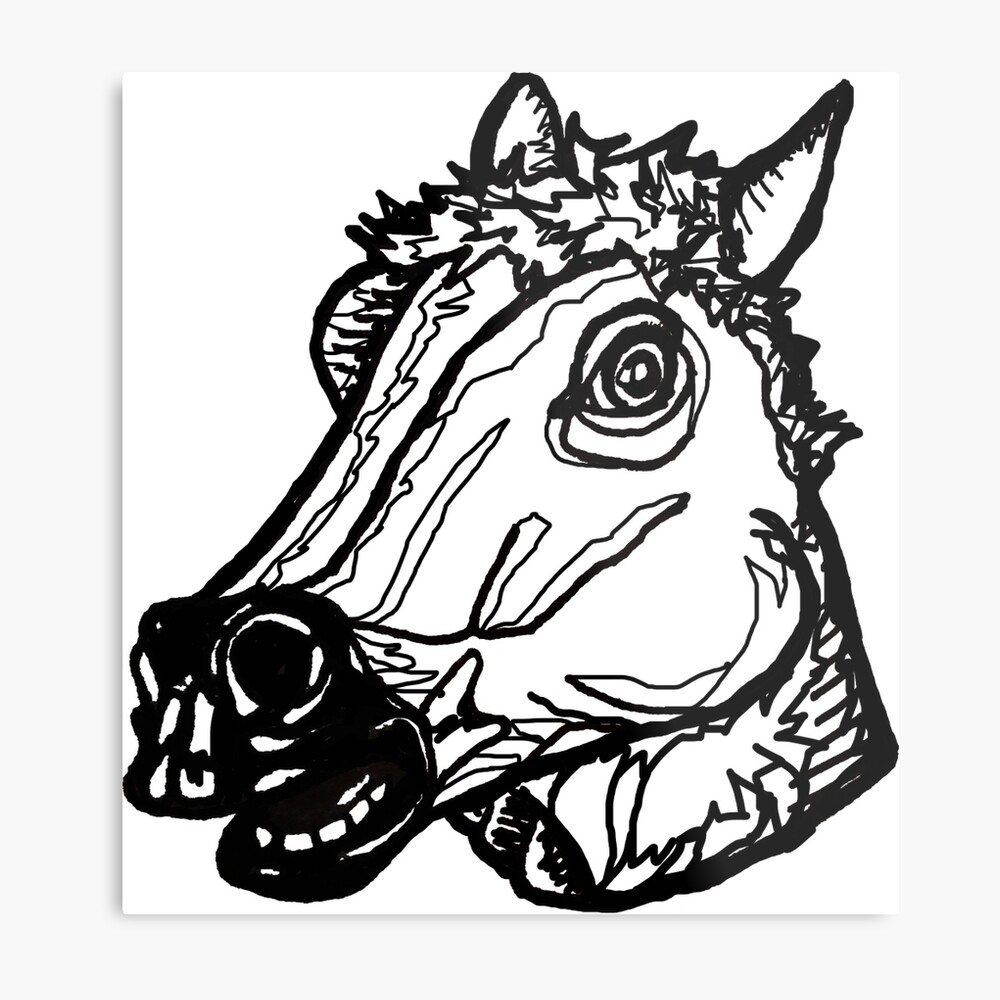 "Horse Mask Drawing" Metal Print by 3footskyscraper Redbubble