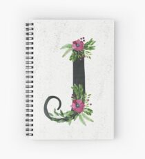 Monogram J mit Blumenkranz Spiralblock