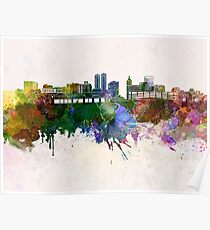 Peoria skyline in watercolor background Poster