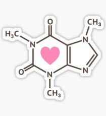 Caffeine molecule molecular structure with pink love heart Sticker