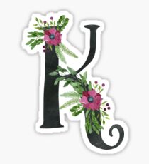 Monogram K with Floral Wreath Sticker