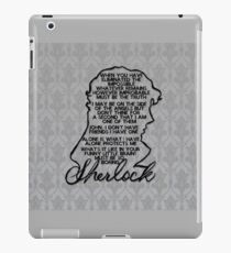 BBC Sherlock quote picture iPad Case/Skin