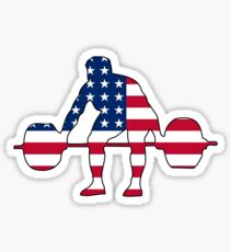 American flag weightlifter Sticker
