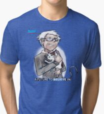 Bernie Sanders hugging a cat. Tri-blend T-Shirt