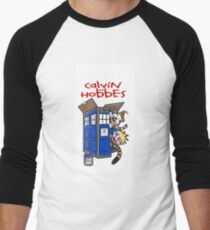 calvin and hobbes police box Men's Baseball ¾ T-Shirt