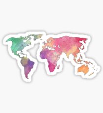 rainbow watercolor continents Sticker