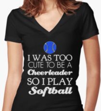 Cute Cheerleader Softball Women's Fitted V-Neck T-Shirt