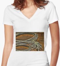 ▂ ▃ ▅ ▆ █ OLD ROPE PICTURE/CARD █ ▆ ▅ ▃ Women's Fitted V-Neck T-Shirt