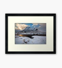 Early morning light at Lagangarbh Hut Glencoe Scottish Highlands Framed Print
