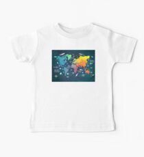 Oceans Life World Map colored Baby Tee