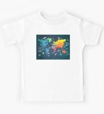 Oceans Life World Map colored Kids Tee