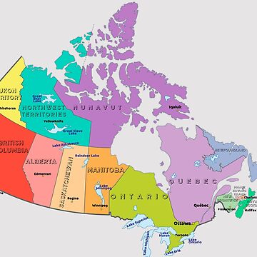 Canada Map With Provinces Territories Cities And Lakes