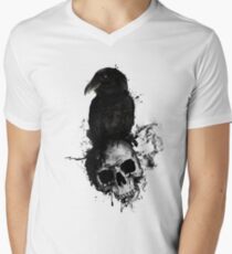 Rabe und Schädel T-Shirt mit V-Ausschnitt für Männer