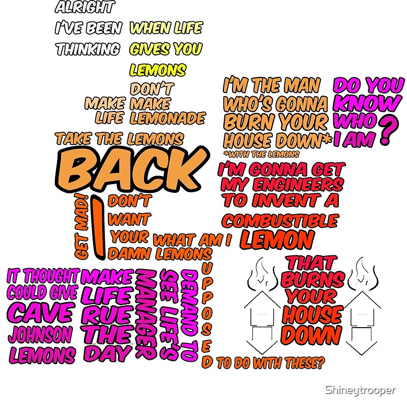 "Cave Johnson Lemons Quote" by Shineytrooper Redbubble