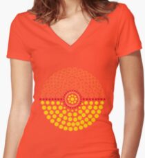 Flareon Pokeball Women's Fitted V-Neck T-Shirt