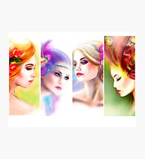 Beautiful Woman fairy face collage Photographic Print