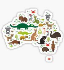 Australian animal map Sticker