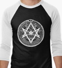 Thelemic Babalon Ouroboros with Nietzsche quote and Enochian script Men's Baseball ¾ T-Shirt