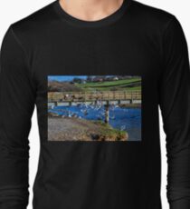 Birds by the bridge, Charmouth Dorset UK Long Sleeve T-Shirt