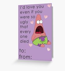 Patrick Spongebob Valentine Card Funny Greeting Card