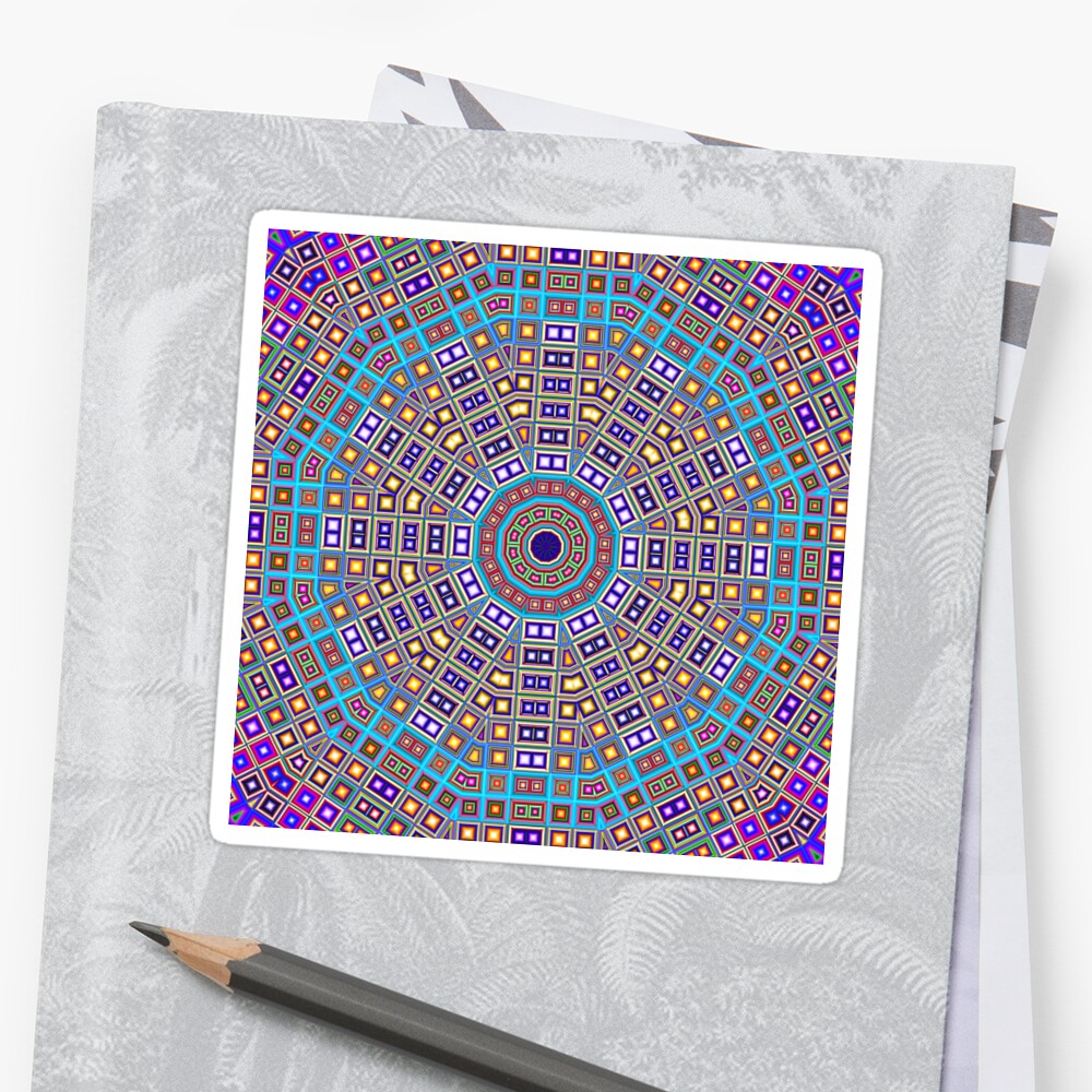 "Mosaic Kaleidoscope" Sticker by dahlymama Redbubble