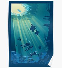Tiefes Blau Poster