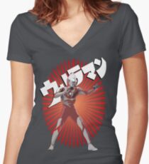 UltraMan Japanese Fun Time Women's Fitted V-Neck T-Shirt