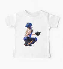 Softball Catcher And Stadium Painting Baby Tee