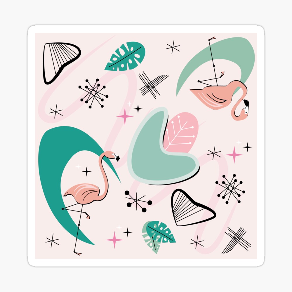 Atomic 50s Flamingo Sticker