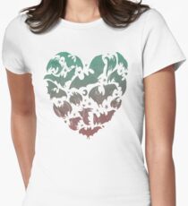 Bat Heart; blue/pink ombre Women's Fitted T-Shirt