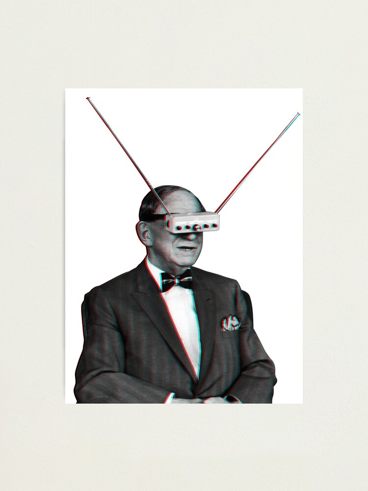 Old Man Tv Glasses 3d Vintage Effect Photographic Print By