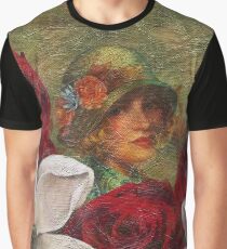 Vintage Woman Roses Oil Texture Graphic T-Shirt