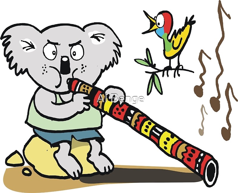 "Koala playing didgeridoo cartoon" Posters by Al Benge Redbubble