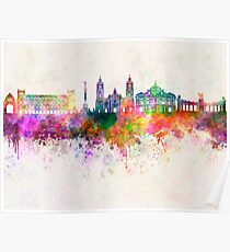 Mexico City V2 skyline in watercolor background Poster