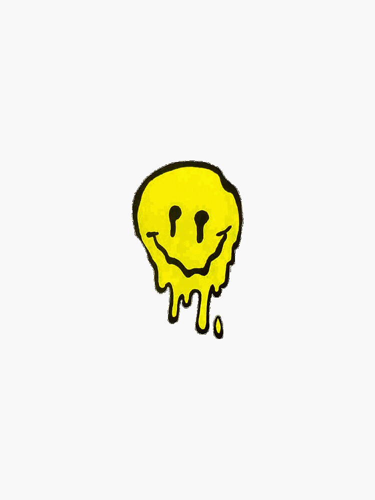 "Melting Acid Smiley" Sticker by DiviniityX Redbubble