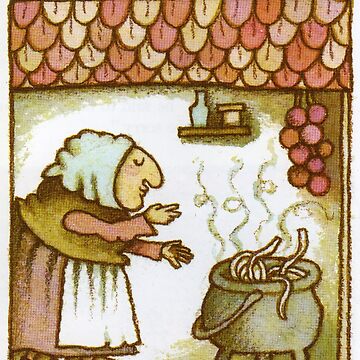 Strega Nona Blowing Kisses to Pasta Pot Pin for Sale by medusagf