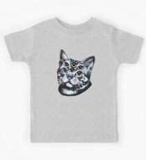 Psychedelic Cat (3D vintage effect) Kids Tee