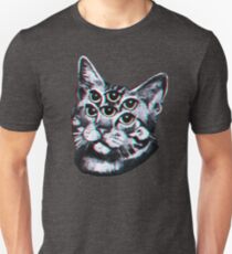 Psychedelic Cat (3D vintage effect) Unisex T-Shirt