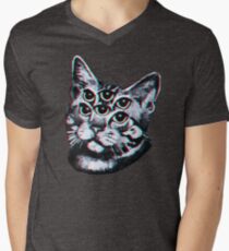 Psychedelic Cat (3D vintage effect) Men's V-Neck T-Shirt