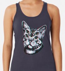 Psychedelic Cat (3D vintage effect) Racerback Tank Top