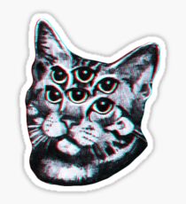 Psychedelic Cat (3D vintage effect) Sticker