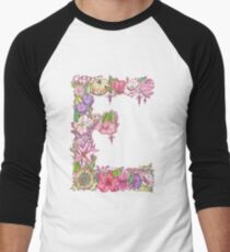 Floral Letter E Baseball ¾ Sleeve T-Shirt