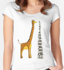 Who is Taller Unicorn Giraffe or Penguin? Women's Fitted Scoop T-Shirt