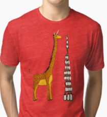 Who is Taller Unicorn Giraffe or Penguin? Tri-blend T-Shirt