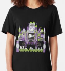 Is This Small World Actually Stretching? (for Darker Rides) Slim Fit T-Shirt