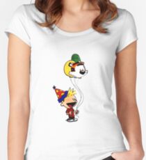 Calvin and Hobbes Party Women's Fitted Scoop T-Shirt