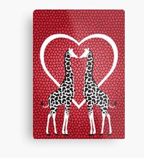 Giraffe Love Metal Print