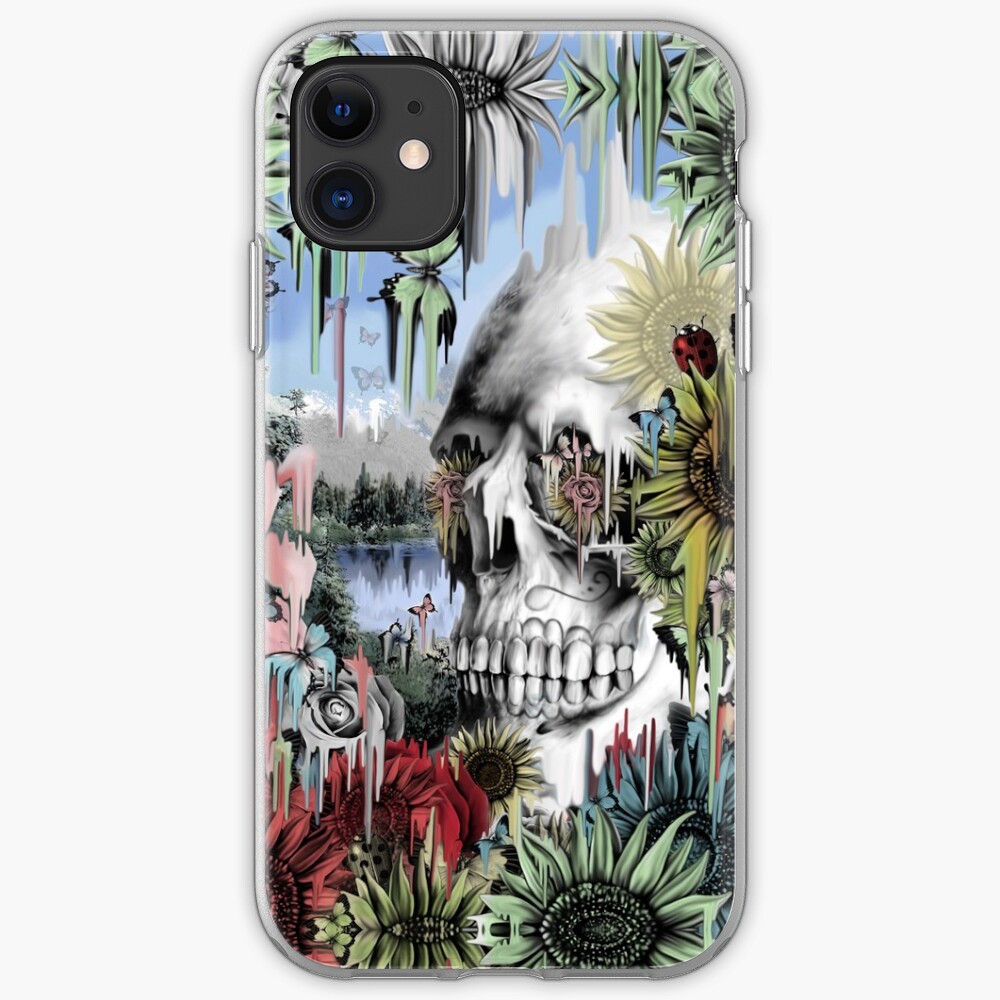 "May showers, melting floral skull" iPhone Case & Cover by